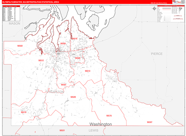 Olympia-Tumwater Metro Area Wall Map
